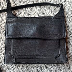 FOSSIL Double Sided Crossbody Shoulder Bag in Black Leather